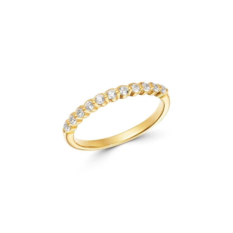 Diamond Milgrain Stacking Band in 14K Yellow Gold, 0.25 tcw