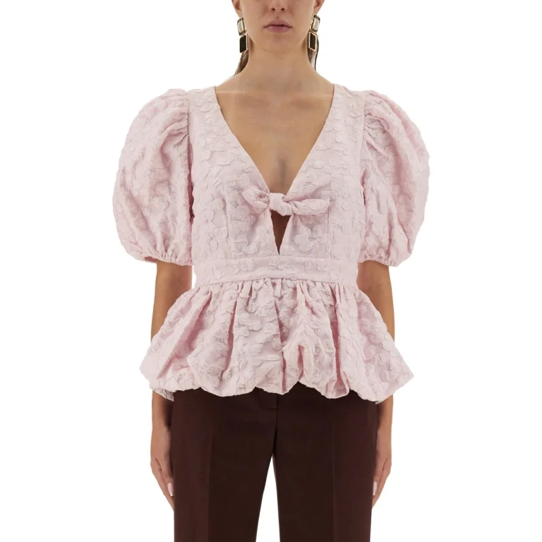 Rotate by Birger Christensen Top With Puff Sleeves