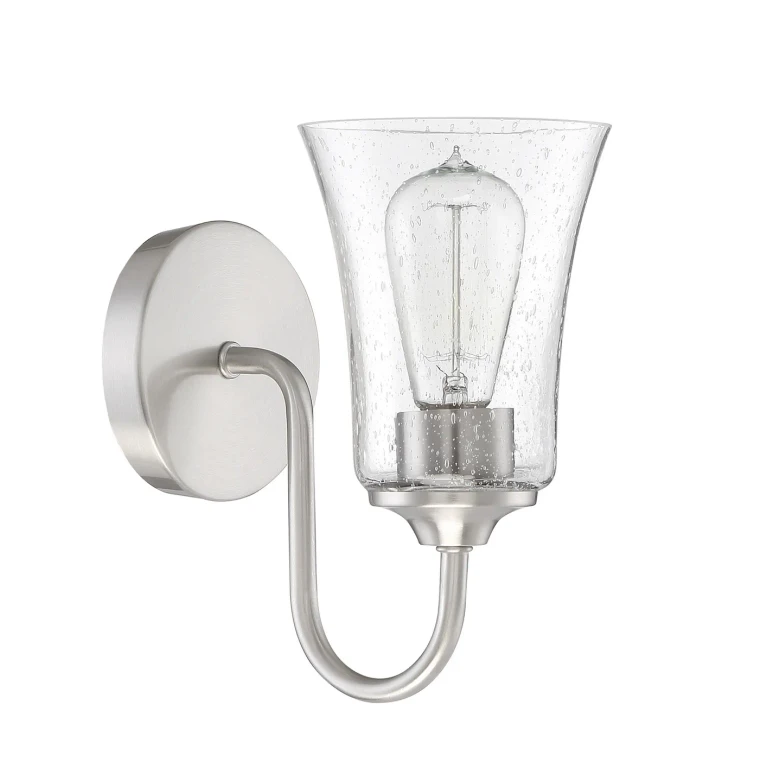 Brushed Polished Nickel One Light Wall Sconce from the Gwyneth Collection