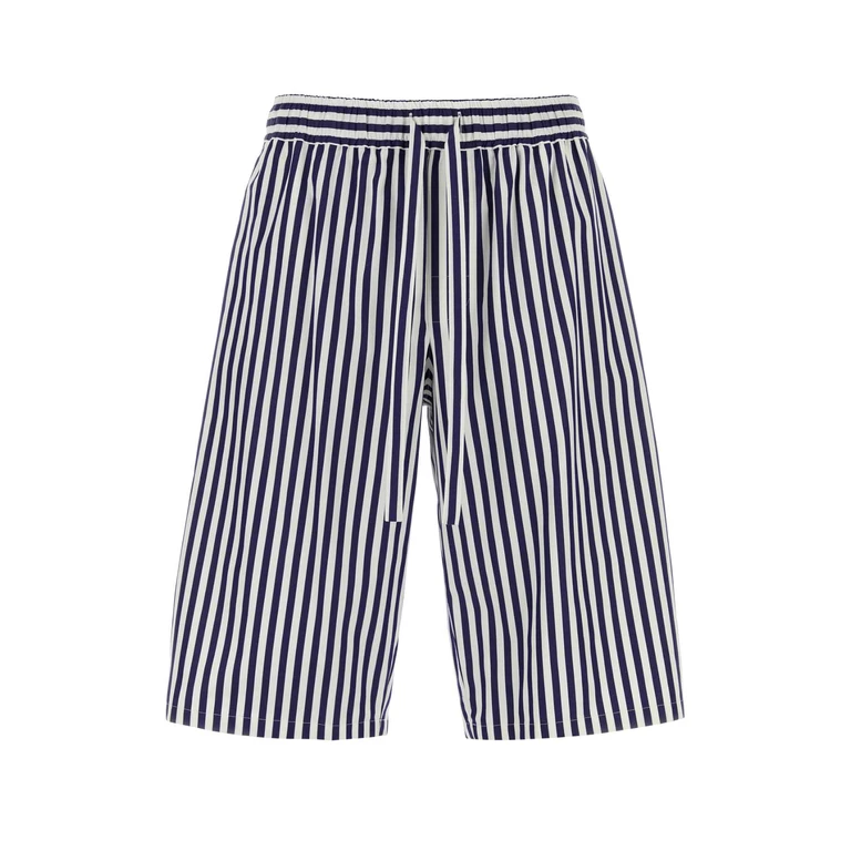 Dolce & Gabbana Embroidered Poplin Bermuda Shorts Rigato Exterior: Cotton Silk Pantaloni - Men
