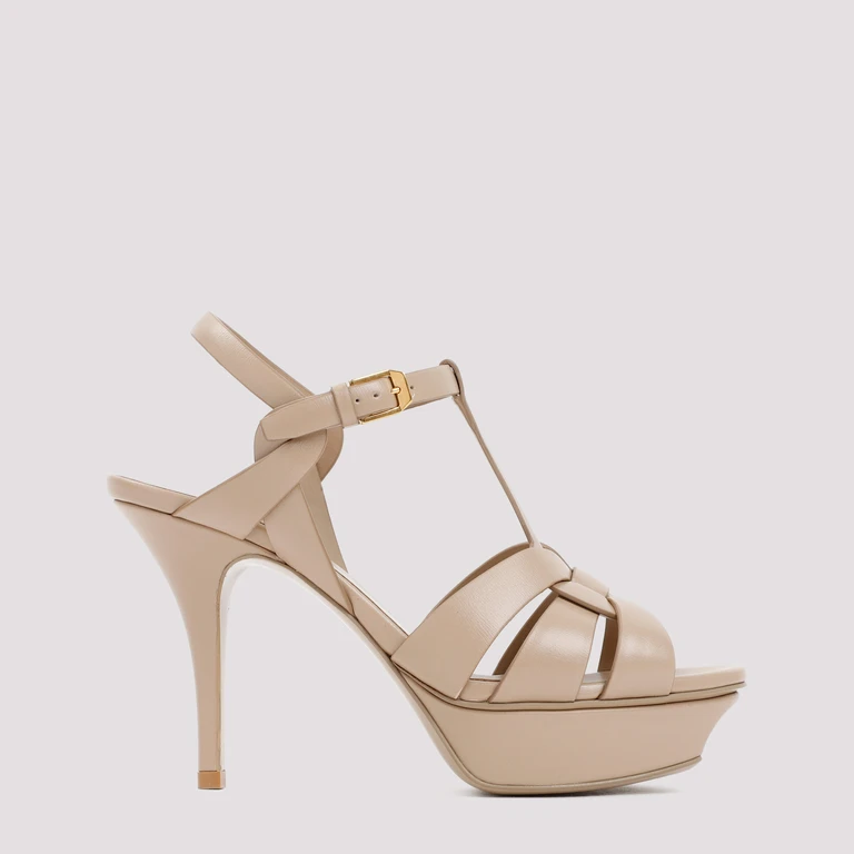 Saint Laurent Leather Tribute Sandal Nude & Neutrals - Women