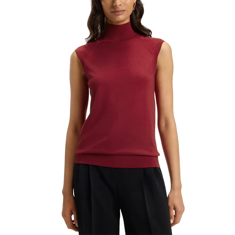 Boss Fipini Wool-Blend Sleeveless Mock Neck Sweater