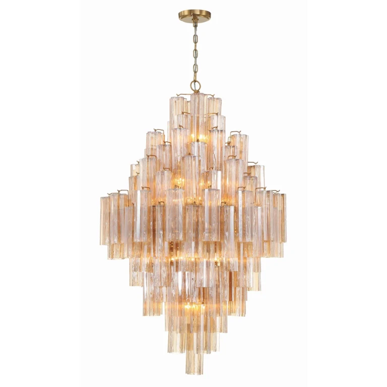 Aged Brass 20 Light Chandelier from the Addis Collection