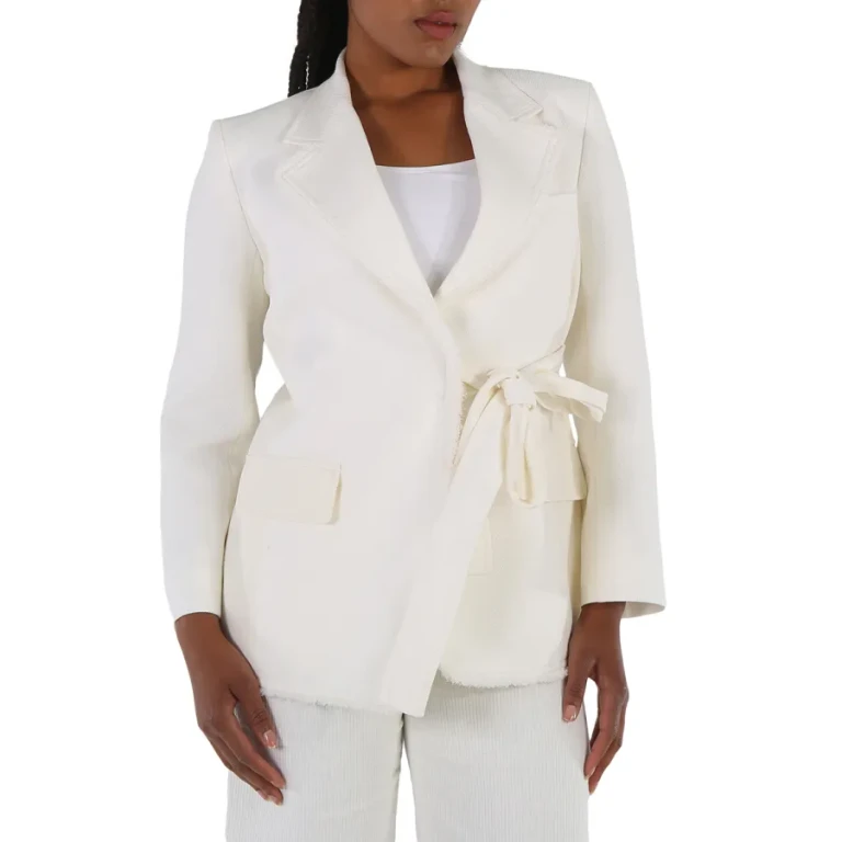 Chloe Ladies Iconic Milk Double-Breasted Belted Blazer Jacket