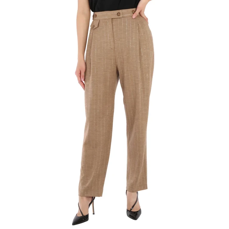 Burberry Ladies Pecan Melange Tailored Trousers
