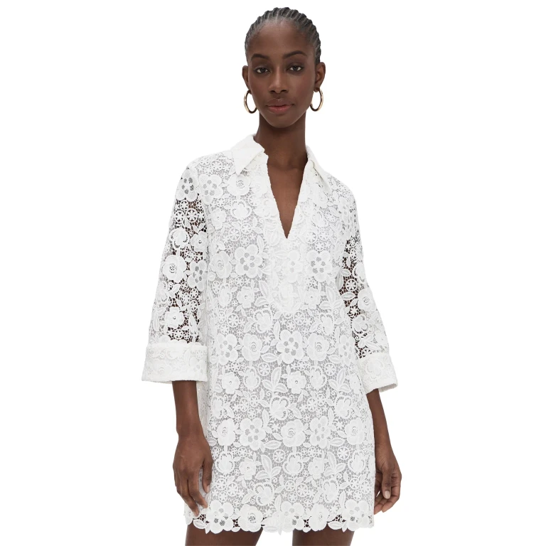 English Factory Guipure Lace Mini Dress White S