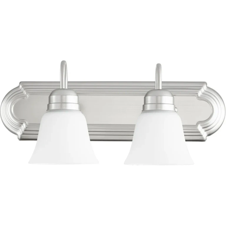 Quorum Quorum Home 2-Light 8" Bathroom Vanity Light in Satin Nickel with Satin Opal