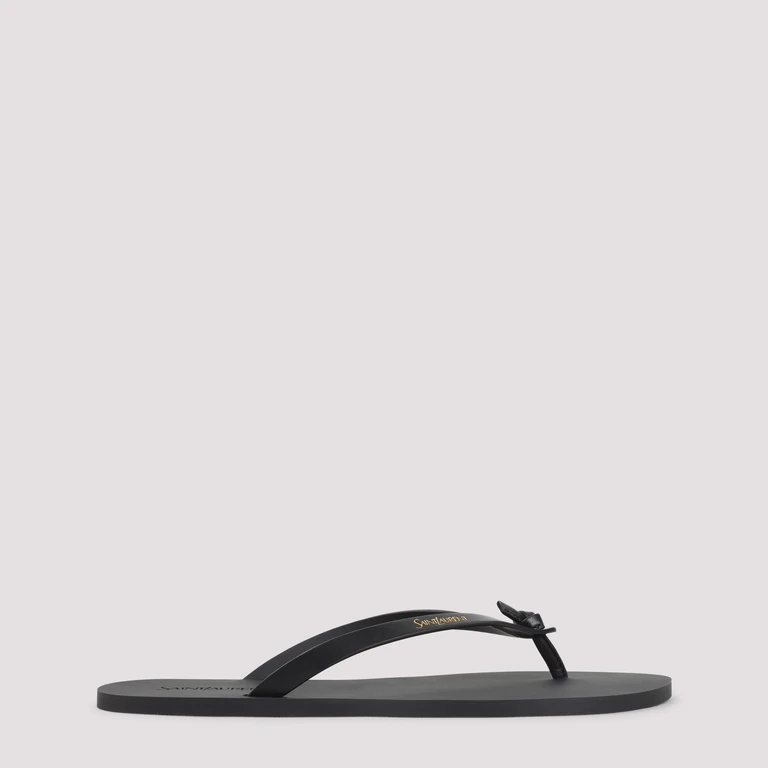 Saint Laurent Party 00 Sandals Black Rubber Leather Shoe - Men