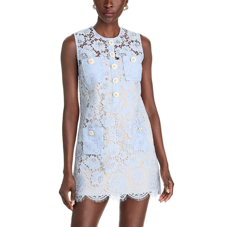 Self-Portrait Fine Lace Mini Shift Dress