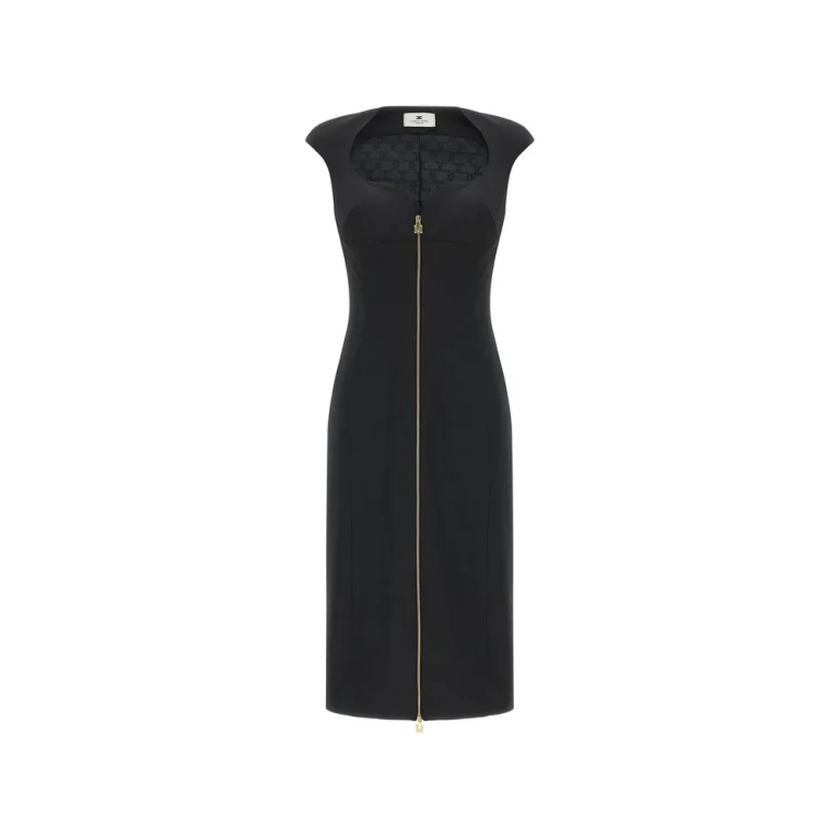 Elisabetta Franchi Sweetheart-neck Zip Midi Dress