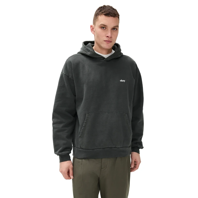 Obey Heavyweight Lowercast Pigment Hoodie Pigment Pirate Black L