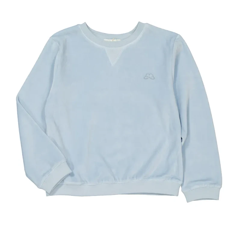 Marie Chantal Kids Dusty Blue Velour Sweater