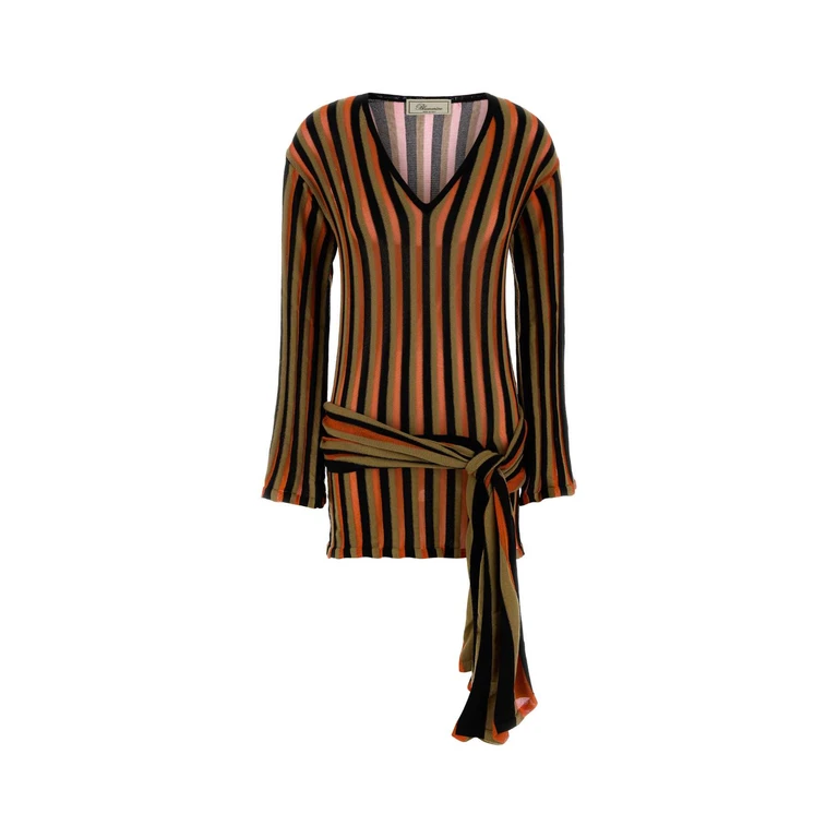 Embroidered Knit Mini Dress Blackorange Abiti - Women