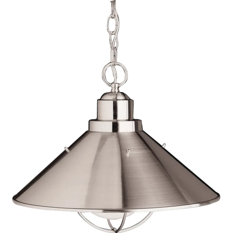 Seaside Outdoor Coastal Hanging Pendant Light in Brushed Nickel