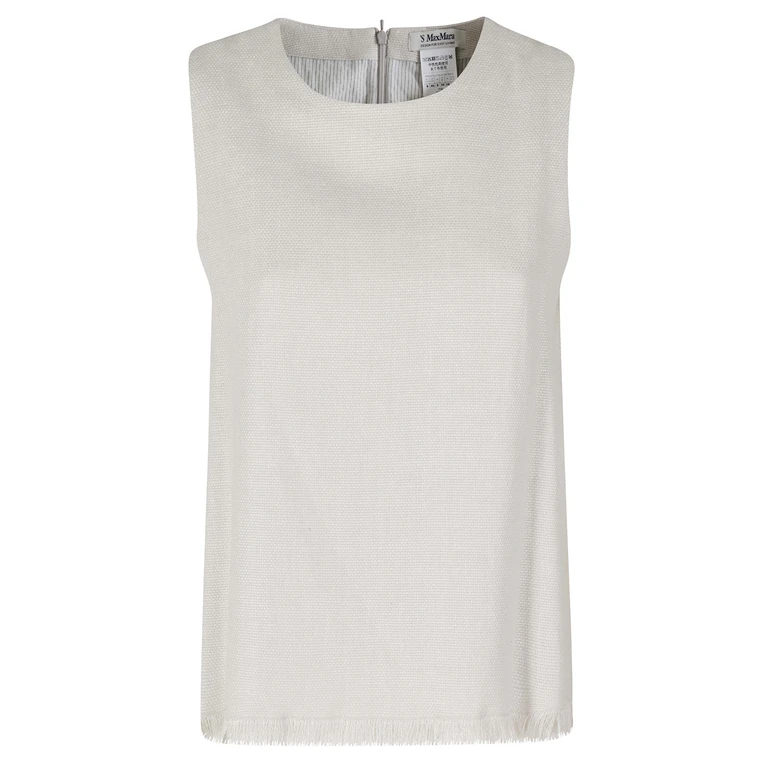 S Max Mara Anika White Lino Cotone Elastan Top - Women