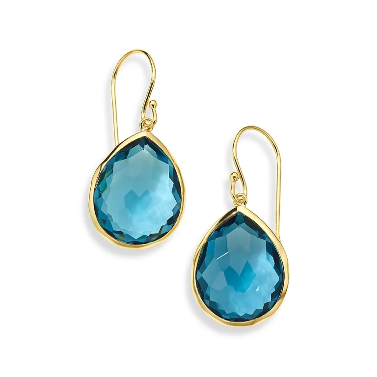 Ippolita 18K Yellow Gold Rock Candy London Blue Topaz Pear Drop Earrings