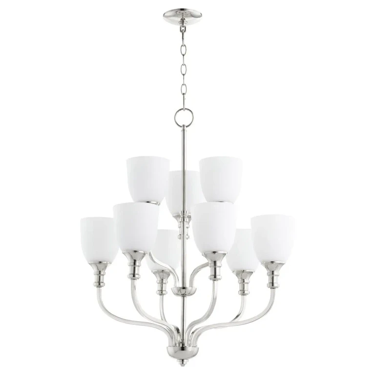 Quorum Richmond 9-Light Transitional Chandelier in Polished Nickel