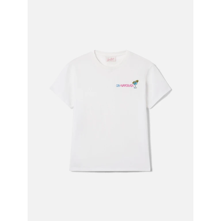 Mc2 Saint Barth White Emilie T-Shirt With Gin-Namorata Embroidery - Women