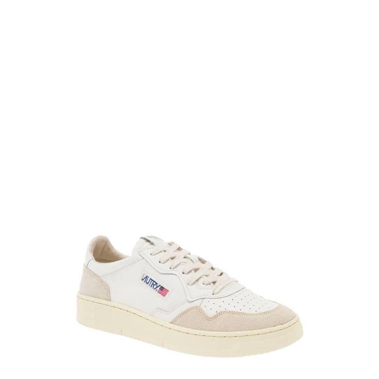 Autry medalist White Low Top Sneaker With Beige Suede Details In Leather Men