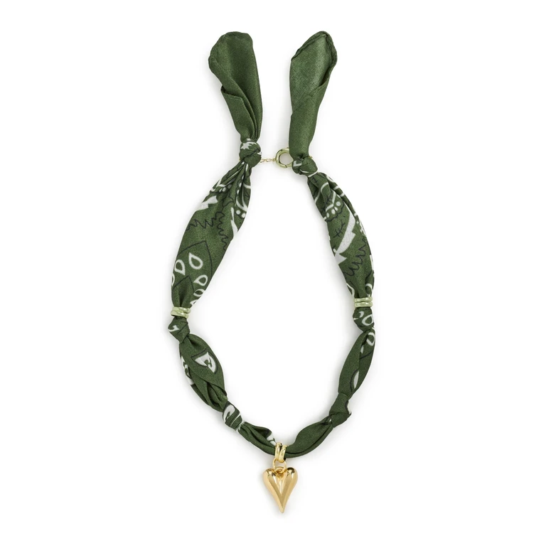 By Adina Eden Gold Heart Pendant Scarf Necklace Gold One Size