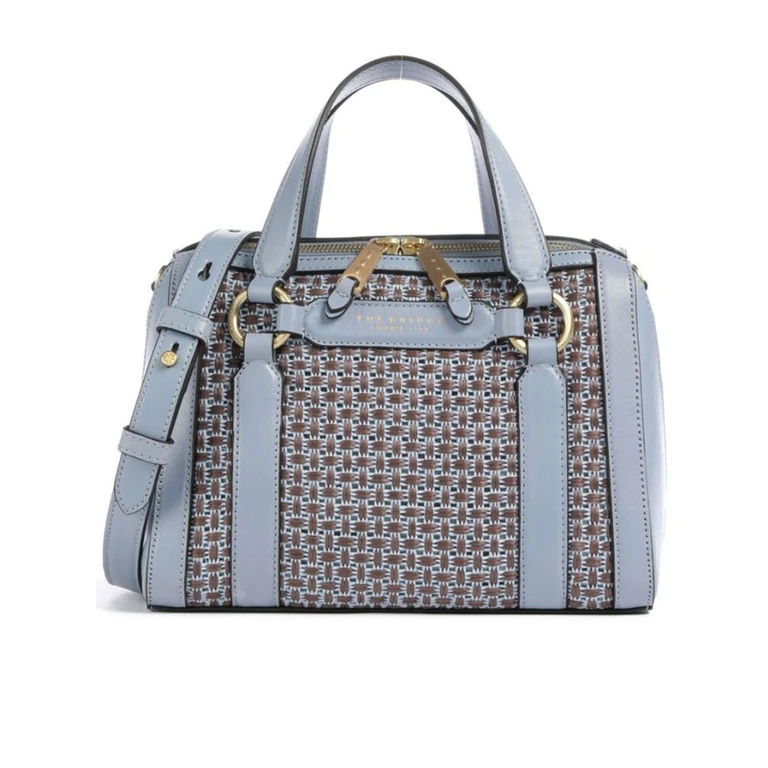 The Bridge Handbag W-shoulder Blue Canvas Borsa - Women