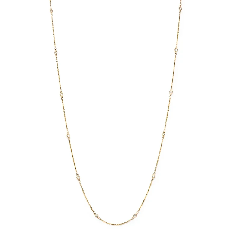 Diamond Station Necklace in 14K Yellow Gold, .30 tcw