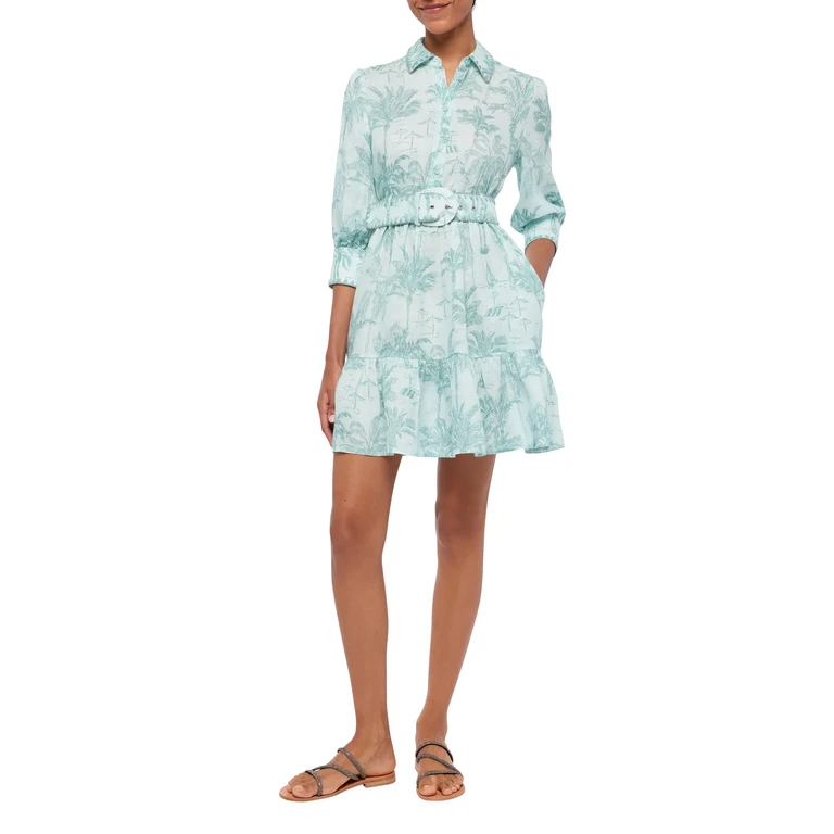 Mc2 Saint Barth Daisi Toile De Jouy Linen Dress Green - Women