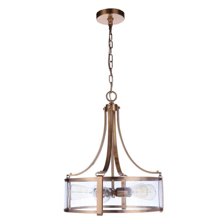 Satin Brass Five Light Pendant from the Elliot Collection