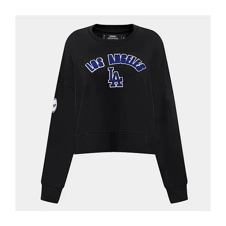 Pro Standard Women's Los Angeles Dodgers Classic Fleece Crewneck Sweatshirt in Black Size: XS
