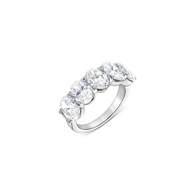 Certified Lab Grown Diamond Oval Band in 18K White Gold, 5.0 tcw