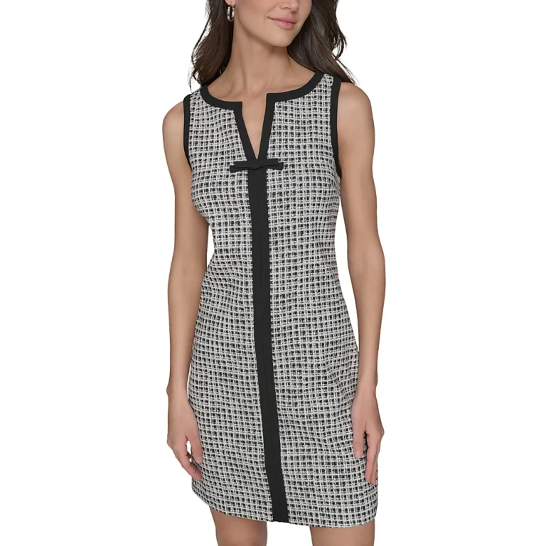 Karl Lagerfeld Paris Split Neck Sleeveless Dress