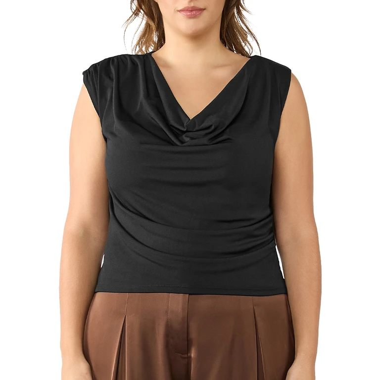 Estelle Plus Dune Asymmetric Sleeveless Top