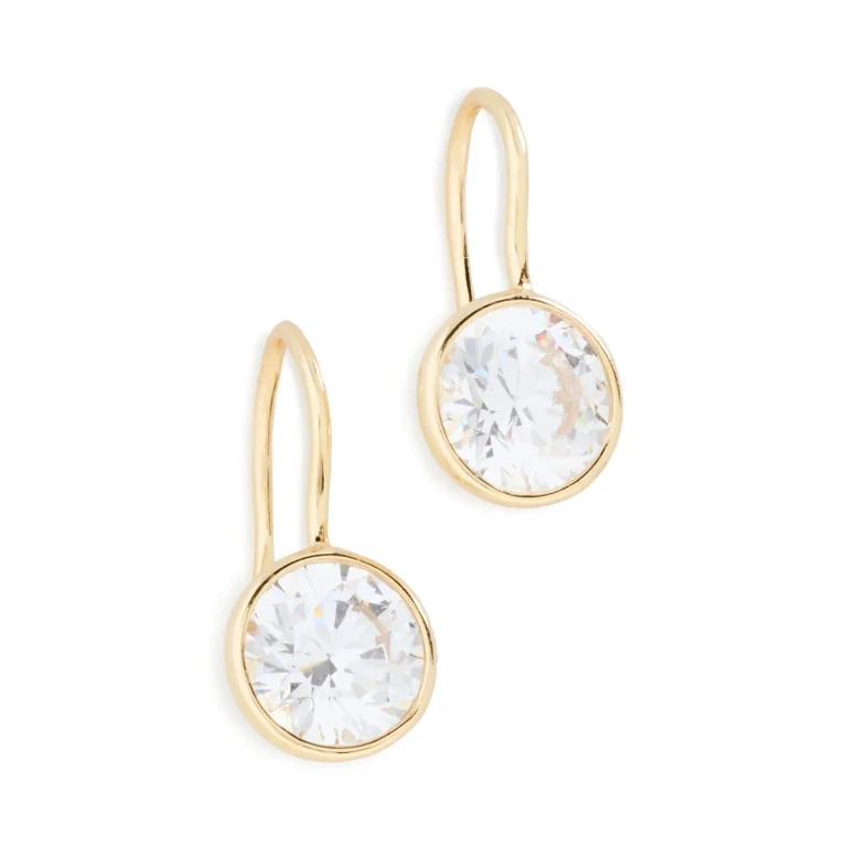 SHASHI Bezel Drop Earrings Gold One Size