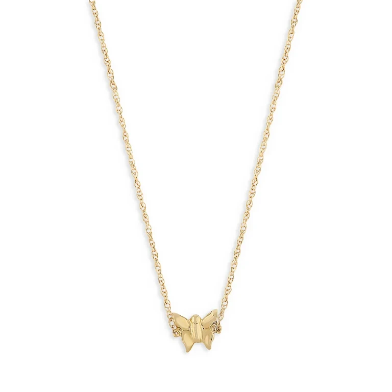 Children's Butterfly Pendant Necklace in 14K Yellow Gold