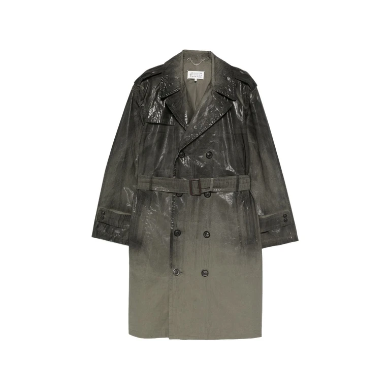 Mm6 Maison Margiela Coats Olive Green - Women