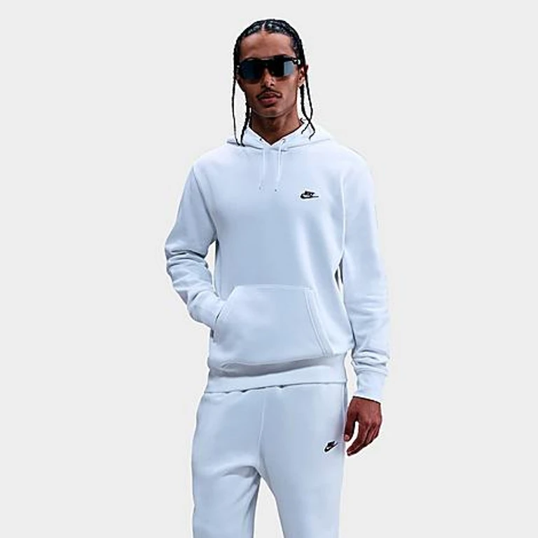 Nike Men's Club Fleece Premium Embroidered Pullover Hoodie in Black/White Size: XS