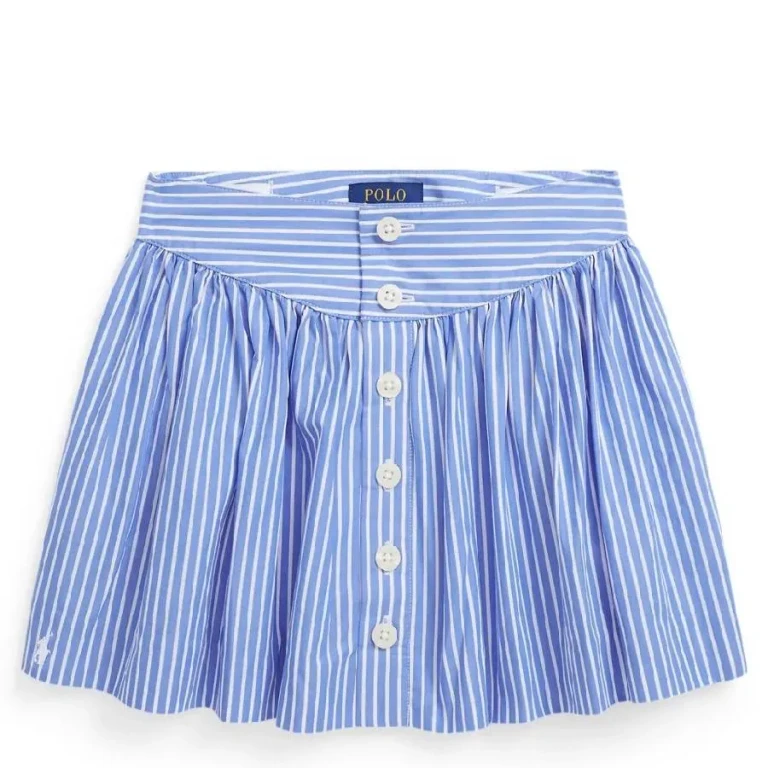 Polo Ralph Lauren Girls Embroidered Logo Striped Pattern Skirt