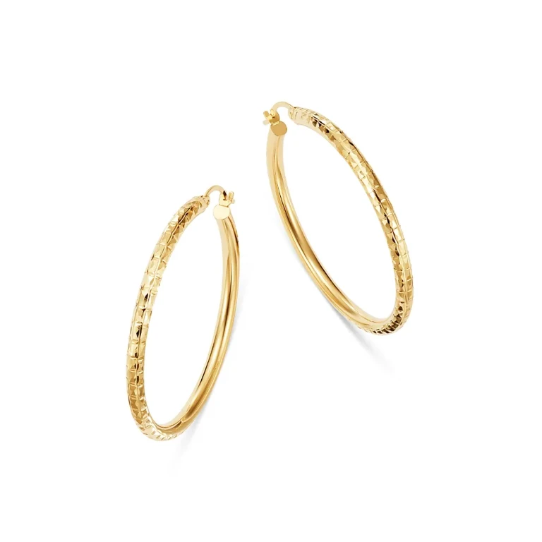 Diamond-Cut Hoop Earrings in 14K Yellow Gold
