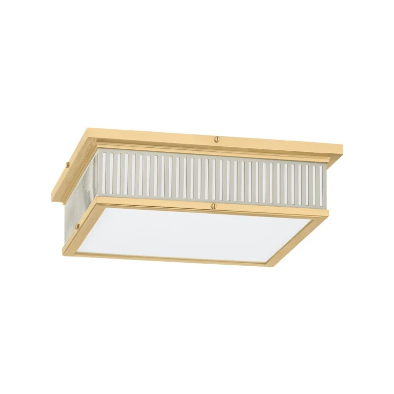 Aged Brass Off-White LED Flush Mount from the Ashdown Collection