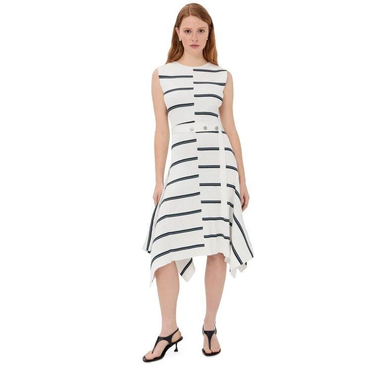 Proenza Schouler Artemis Rib Knit Dress White Multi S