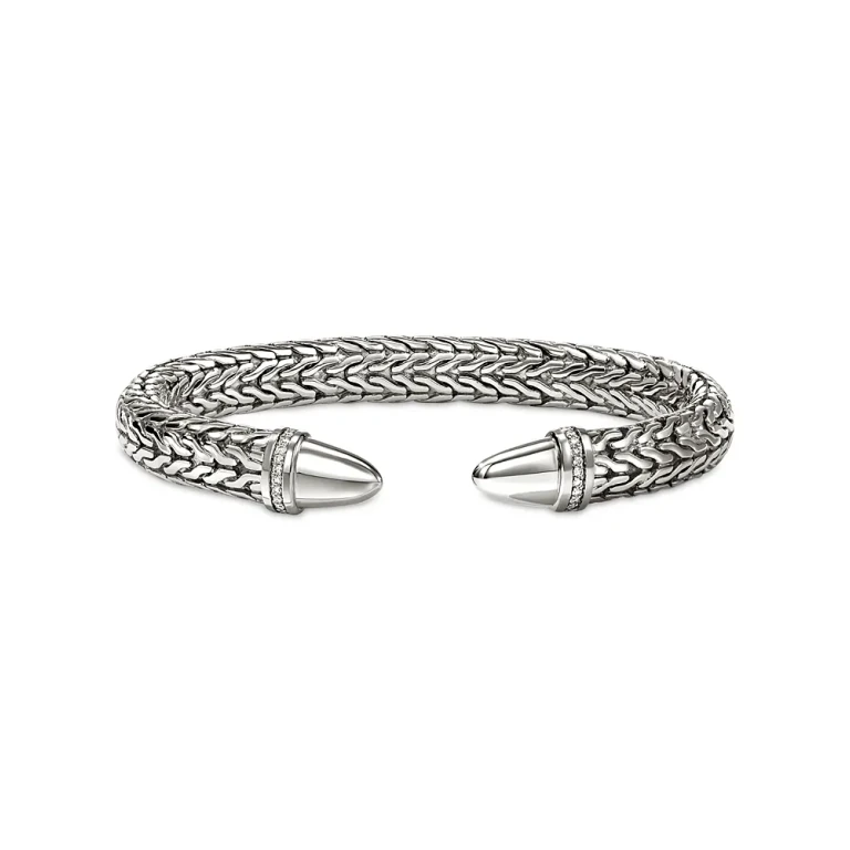 John Hardy Sterling Silver Spear Diamond Accent Flex Cuff Bracelet