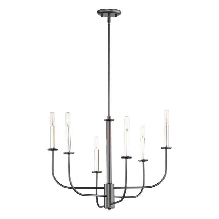 Black Satin Nickel Six Light Chandelier from the Wesley Collection