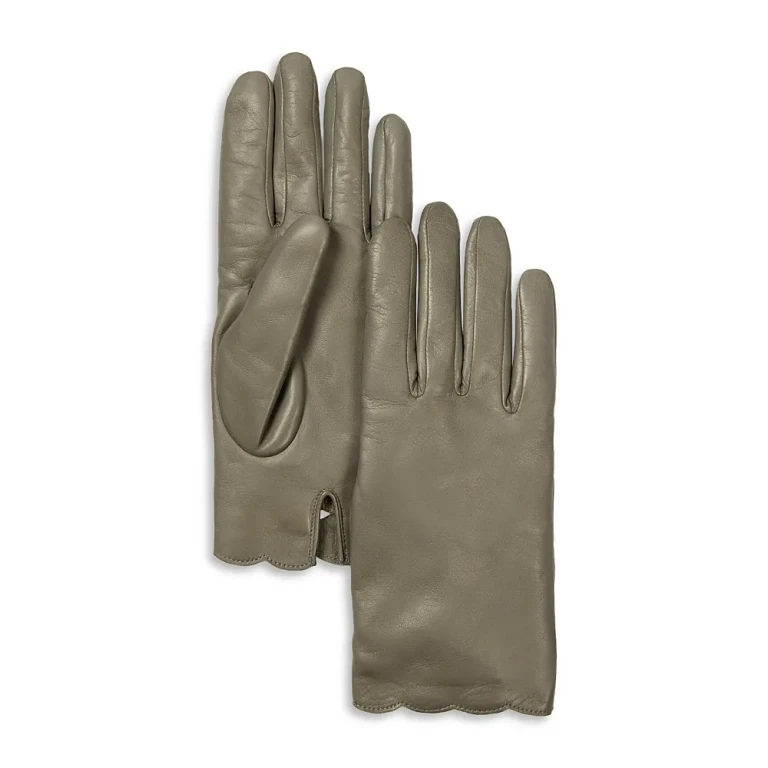 Scalloped Nappa Leather Gloves
