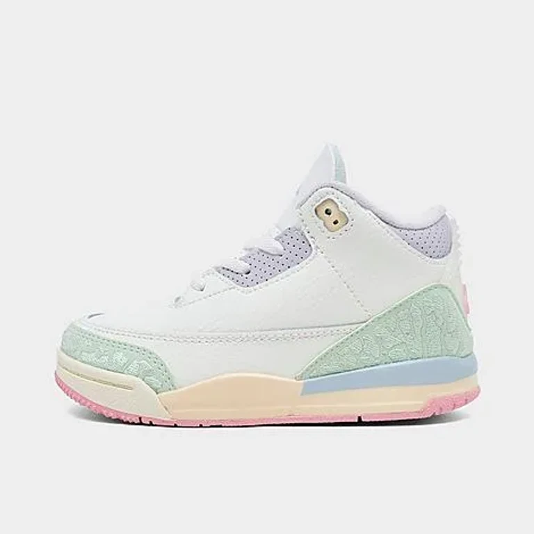 Jordan Kids Toddler Air Retro 3 Basketball Shoes in Sail/Jade Aura/Aura Size: 4.0