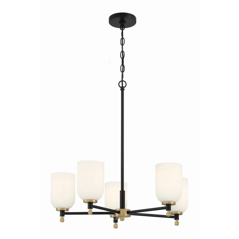 Flat Black Satin Brass Chandelier from the Council Collection