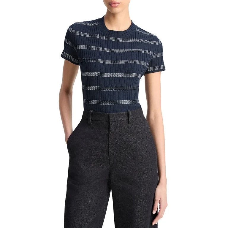 Vince Striped Short Sleeve Crewneck Tee