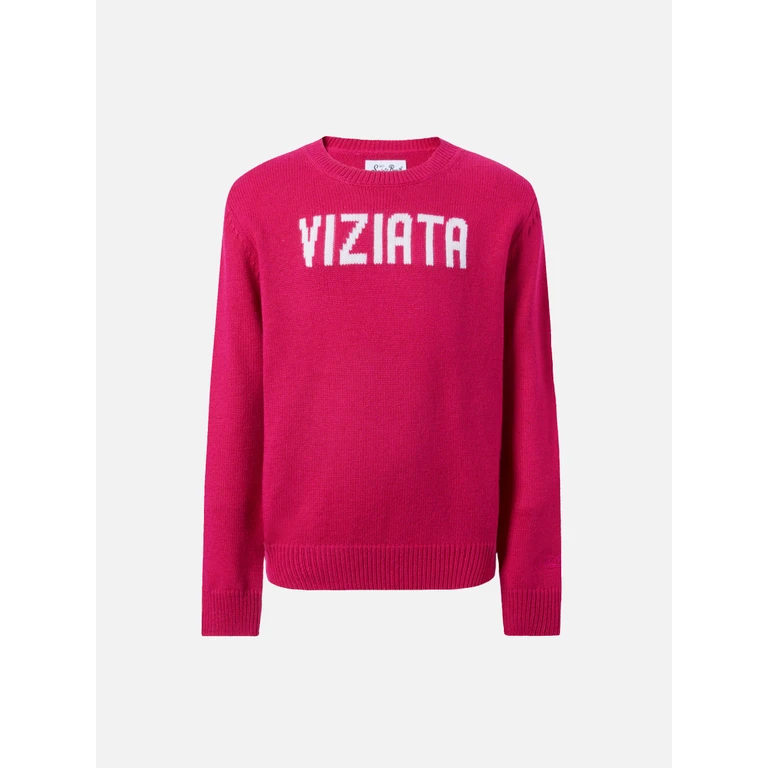 Mc2 Saint Barth Princess Cashmere-Blend Sweater With Viziata Jacquard Pink