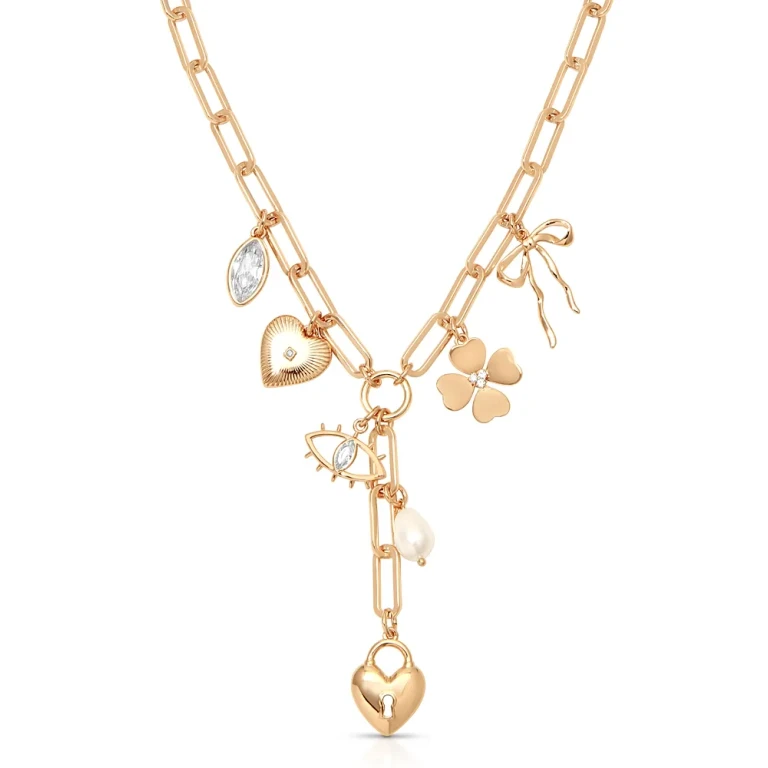 Ettika Cubic Zirconia & Cultured Freshwater Pearl Multi Charm Lariat Necklace, 17.5-20.5