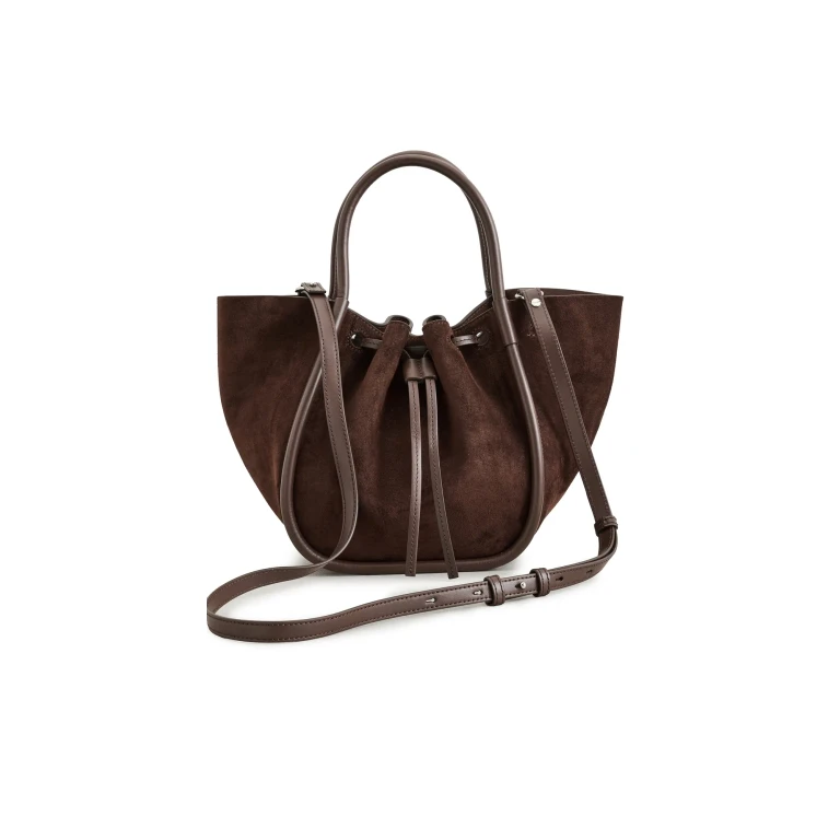Proenza Schouler Petit cabas froncé en daim souple chocolat