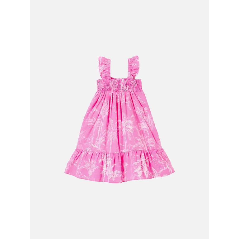 Mc2 Saint Barth Girl Dress With Toile De Jouy Print Pink